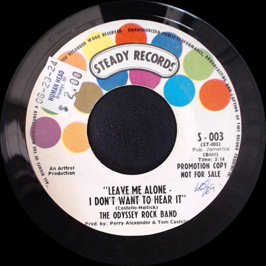 The Odyssey Rock Band - "I'll Be Coming Home" / Leave Me Alone - I Don't Want To Hear It side B