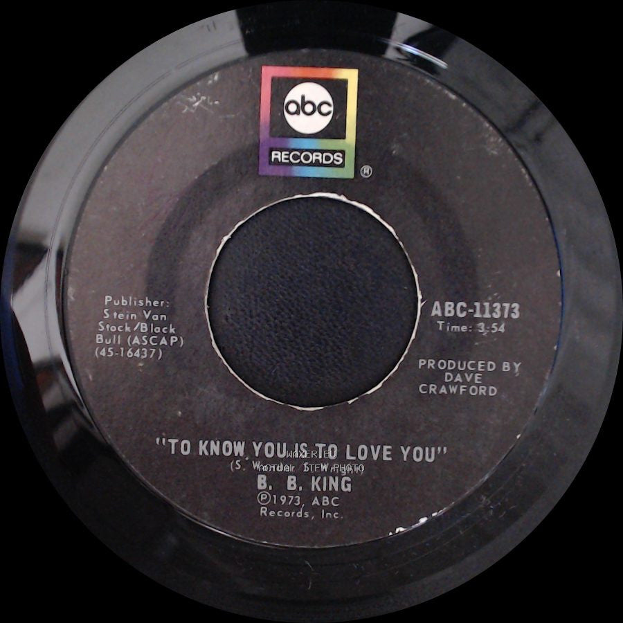 B. B. King - I Can't Leave / To Know You Is To Love You side B