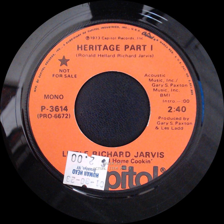 Little Richard Jarvis & The Good Home Cookin' / Leroy Richard Jarvis - Heritage Part I / Heritage Part I side B