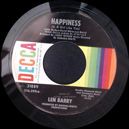 Len Barry - Happiness (Is A Girl Like You) / Like A Baby side A