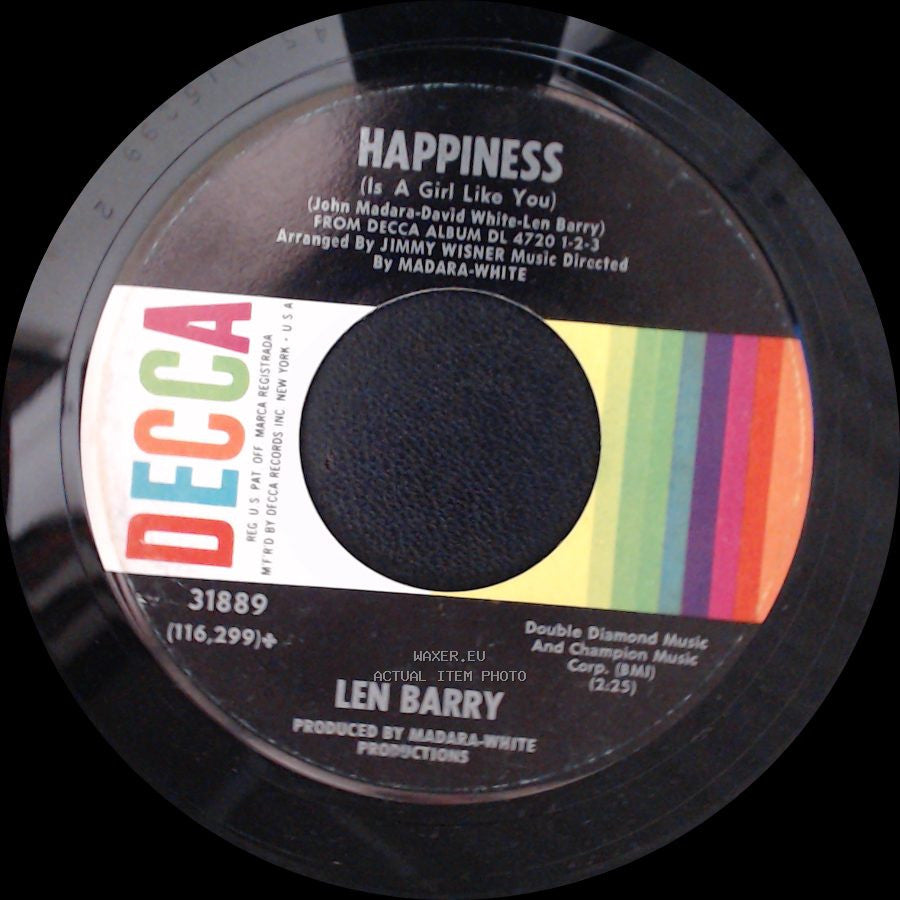 Len Barry - Happiness (Is A Girl Like You) / Like A Baby side A