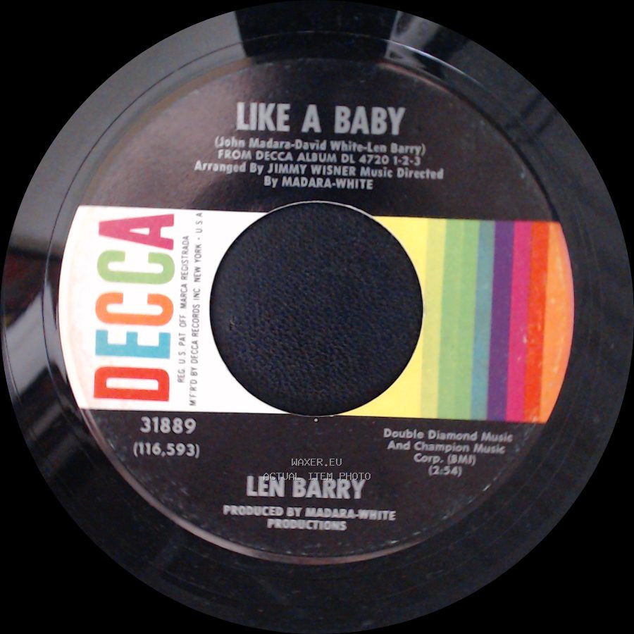 Len Barry - Happiness (Is A Girl Like You) / Like A Baby side B