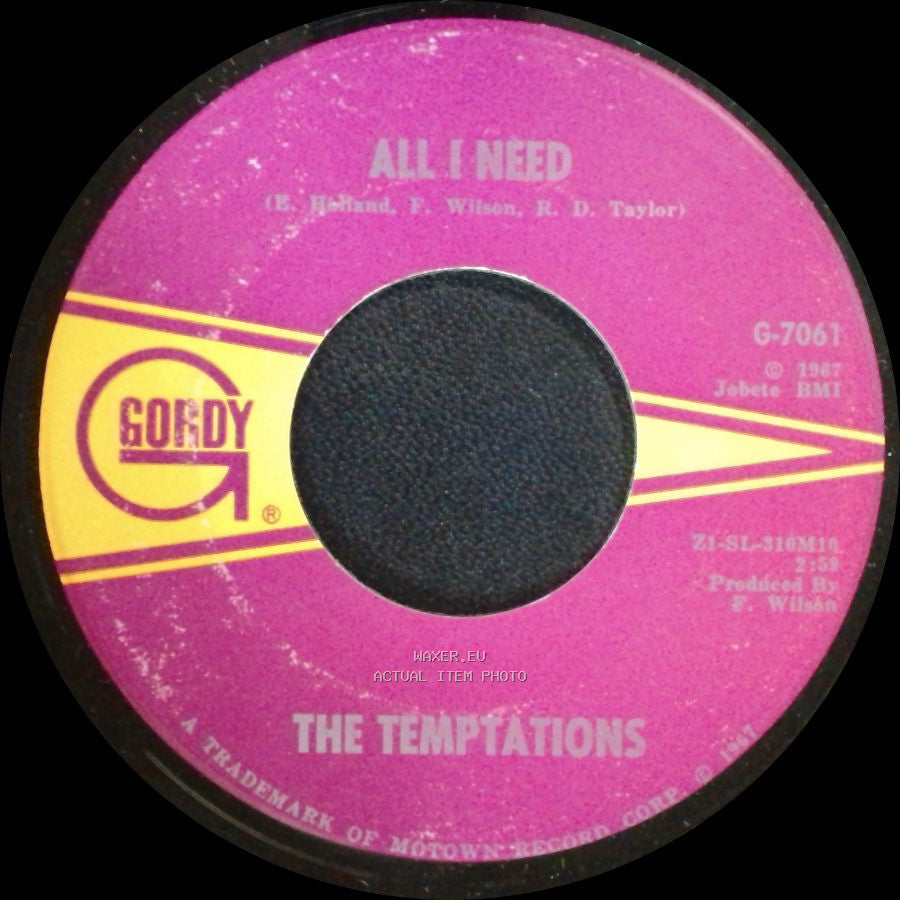 The Temptations - All I Need / Sorry Is A Sorry Word side A