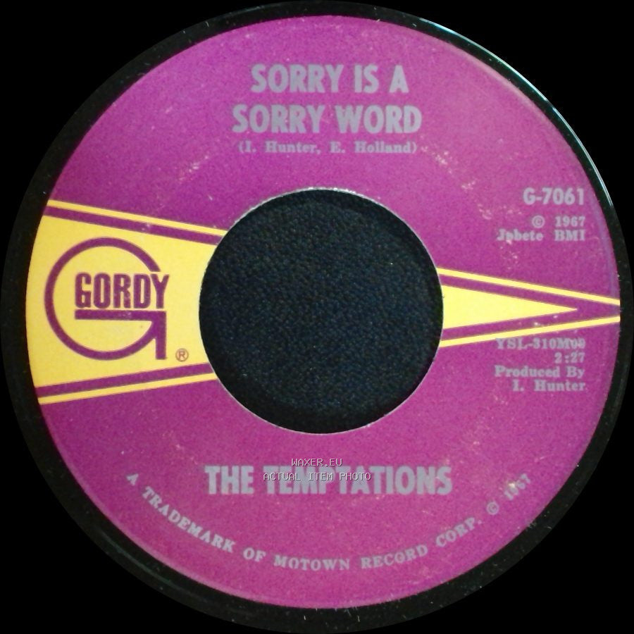 The Temptations - All I Need / Sorry Is A Sorry Word side B