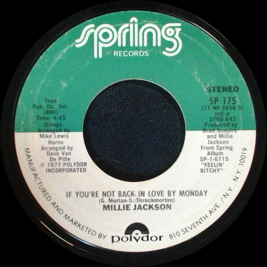 Millie Jackson - A Little Taste Of Outside Love / If You're Not Back In Love By Monday side B