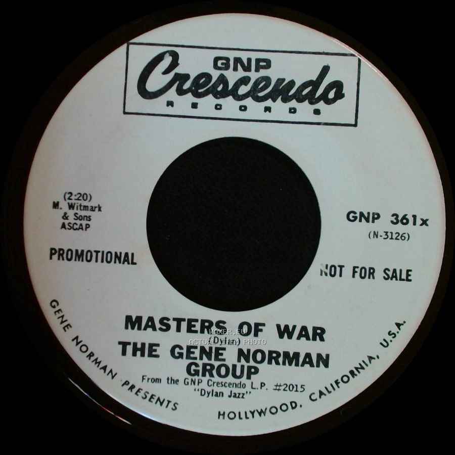 The Gene Norman Group - Don't Think Twice / Masters Of War side B