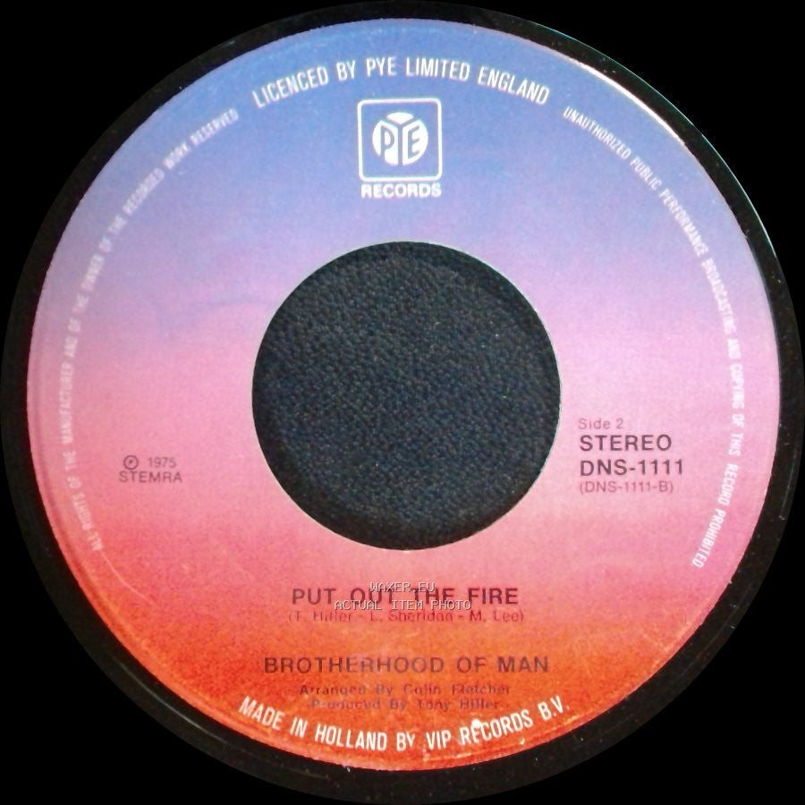 Brotherhood Of Man - Kiss Me, Kiss Your Baby / Put Out The Fire side B