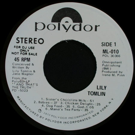 Lily Tomlin - Unknown Title A / Side 2 (Track List) side A