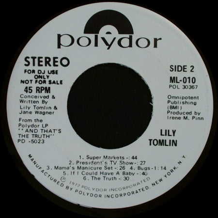 Lily Tomlin - Unknown Title A / Side 2 (Track List) side B
