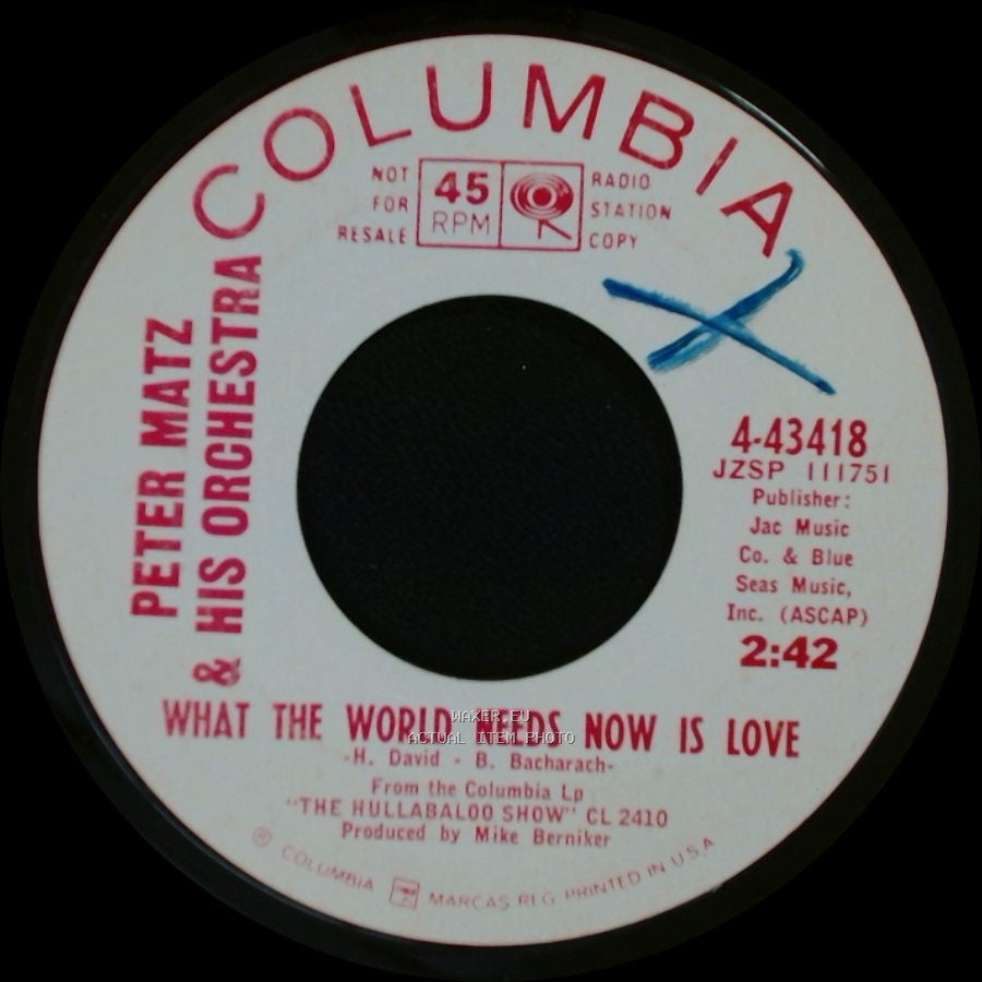 Peter Matz & His Orchestra - What The World Needs Now Is Love / I Can't Get No Satisfaction side A