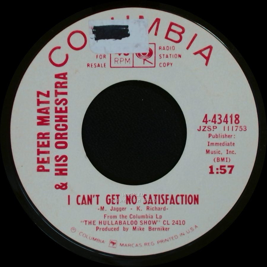 Peter Matz & His Orchestra - What The World Needs Now Is Love / I Can't Get No Satisfaction side B