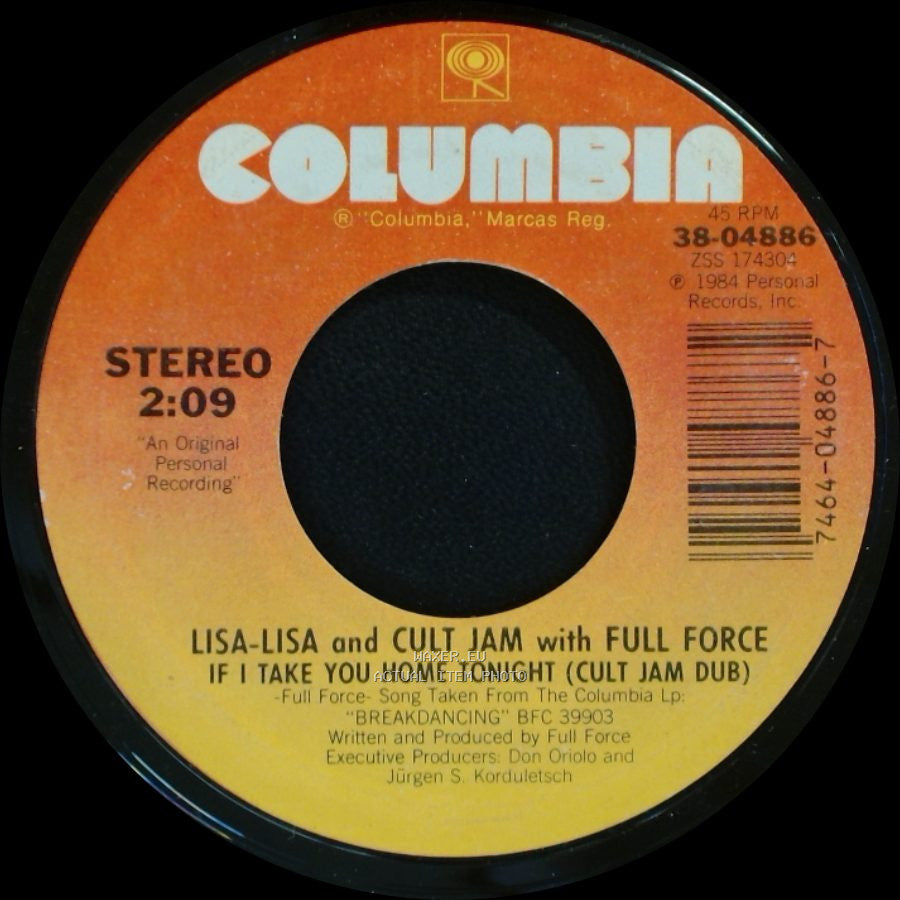 Lisa-Lisa And Cult Jam With Full Force - If I Take You Home Tonight (Cult Jam Dub) / I Wonder If I Take You Home side A