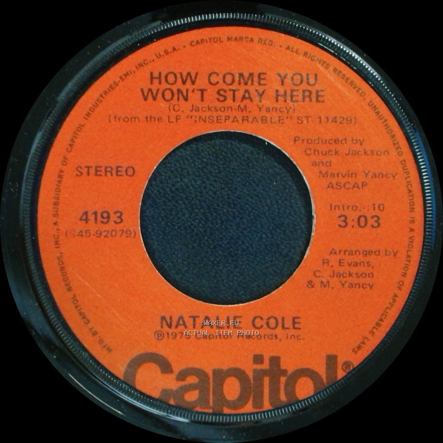 Natalie Cole - Inseparable / How Come You Won't Stay Here side B