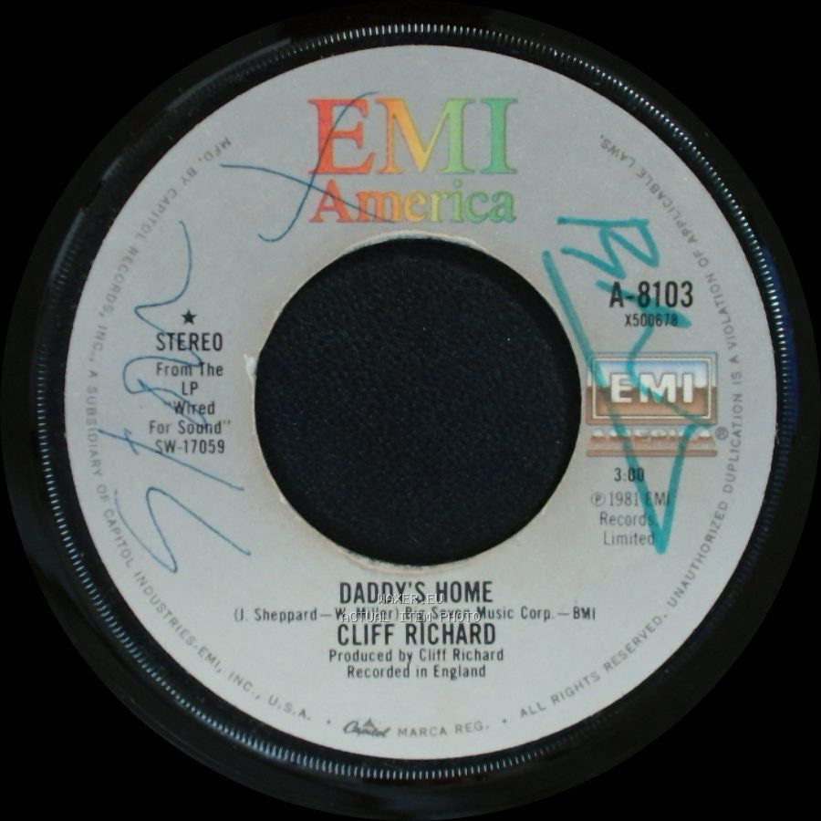 Cliff Richard - Summer Rain / Daddy's Home side B