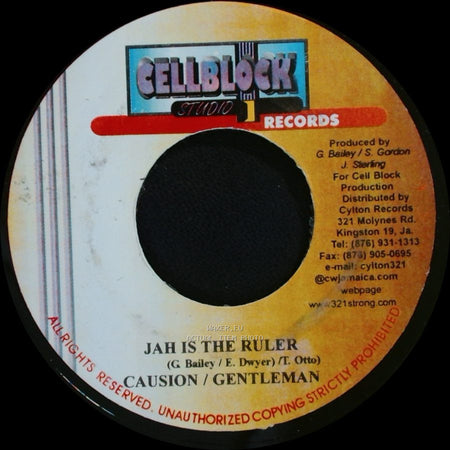 Causion / Gentleman - Instrumental / Jah Is The Ruler side B