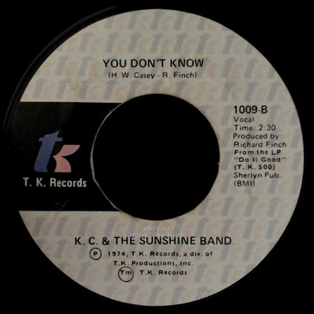 K. C. & The Sunshine Band - Get Down Tonight / You Don't Know side B