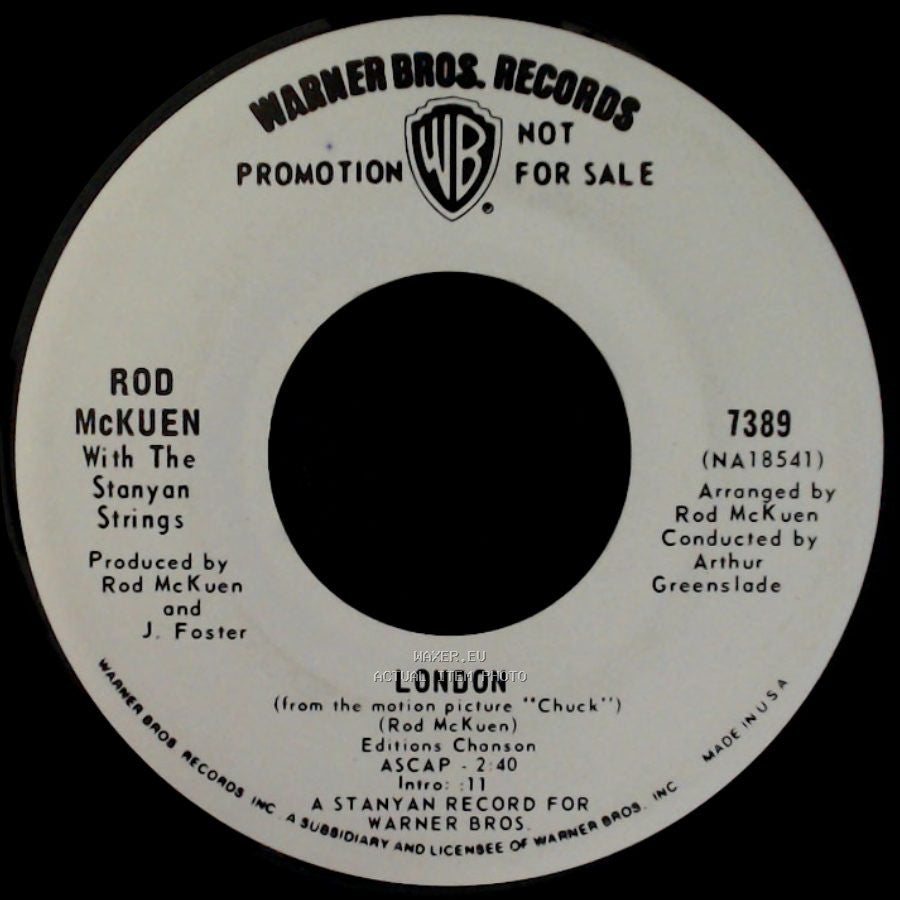 Rod Mckuen With The Stanyan Strings / Rod Mckuen - London / I Think It's Going To Rain Today side A