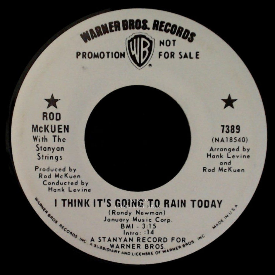 Rod Mckuen With The Stanyan Strings / Rod Mckuen - London / I Think It's Going To Rain Today side B