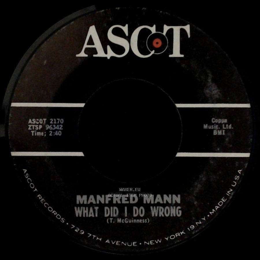 Manfred Mann - Come Tomorrow / What Did I Do Wrong side B