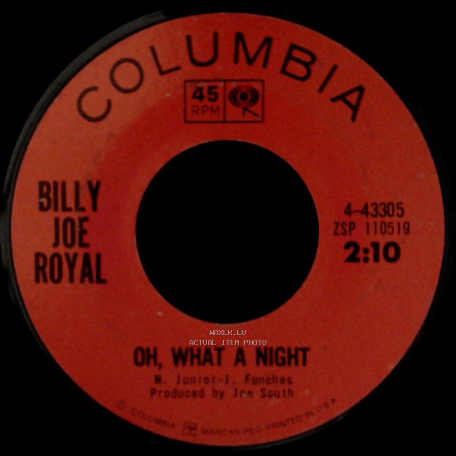 Billy Joe Royal - Oh, What A Night / Down In The Boondocks side A