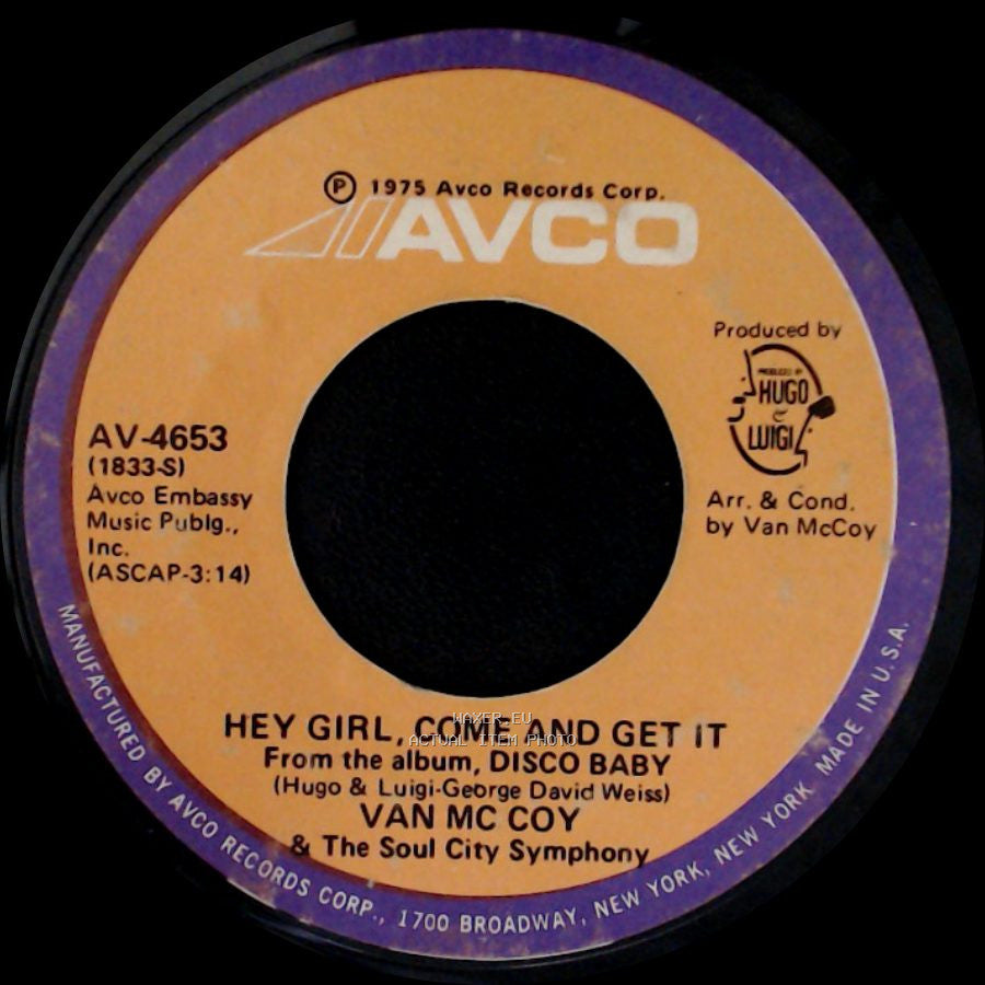 Van Mc Coy & The Soul City Symphony - The Hustle / Hey Girl, Come And Get It side B