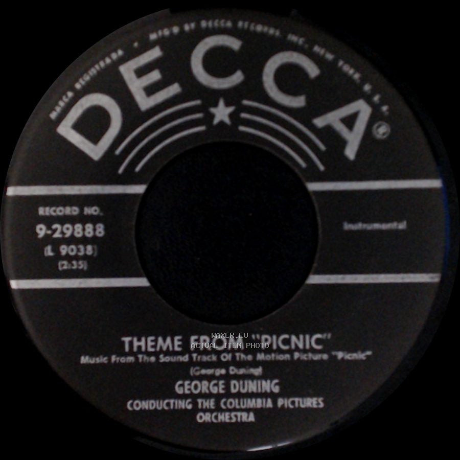 George Duning / Morris Stoloff - Theme From "Picnic" / Moonglow And Theme From "Picnic" side A