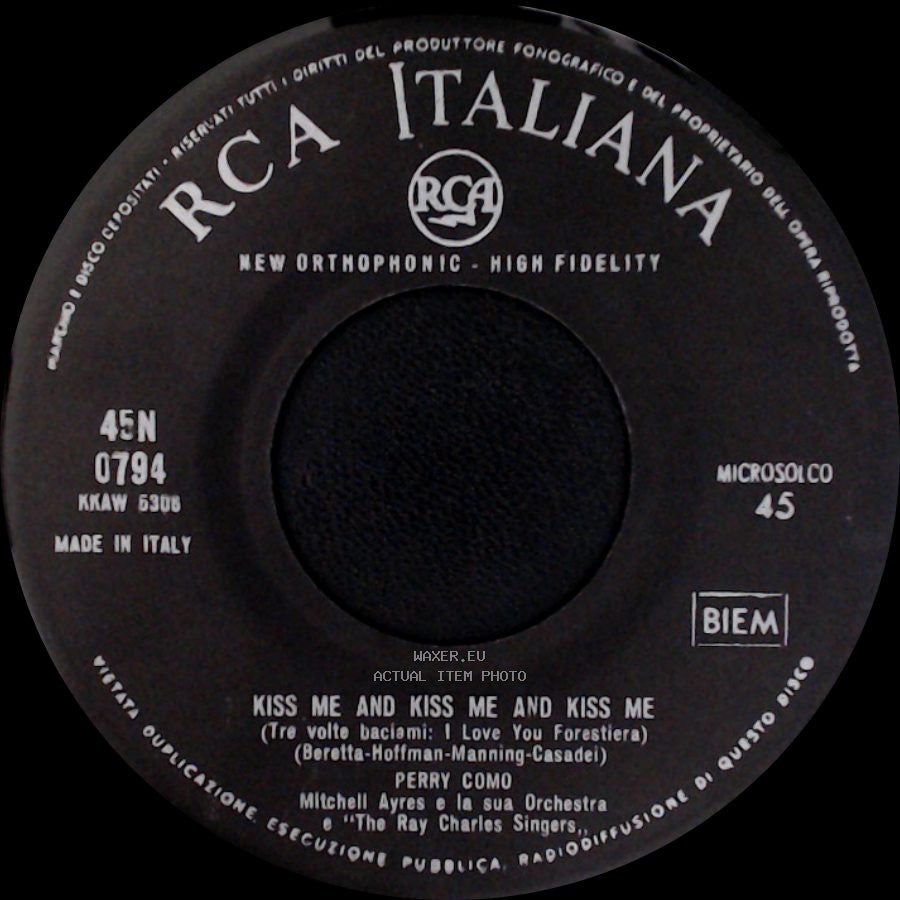 Perry Como - Kiss Me And Kiss Me And Kiss Me / Tomboy side A