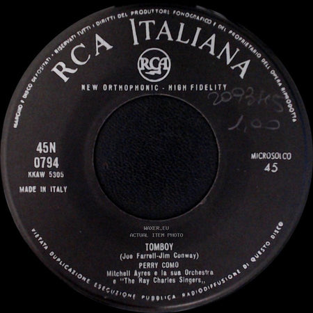 Perry Como - Kiss Me And Kiss Me And Kiss Me / Tomboy side B