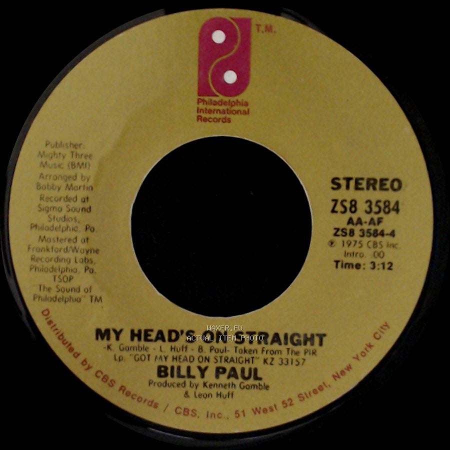 Billy Paul - Let's Make A Baby / My Head's On Straight side B