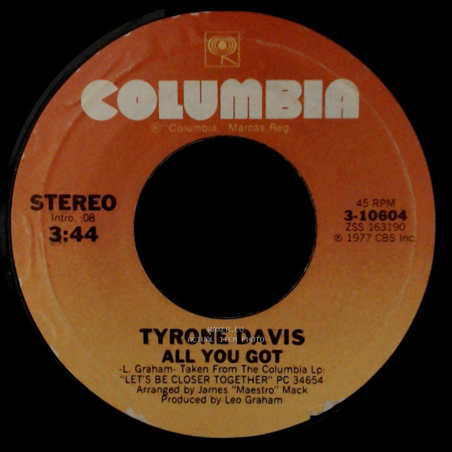 Tyrone Davis - I Got Carried Away / All You Got side B