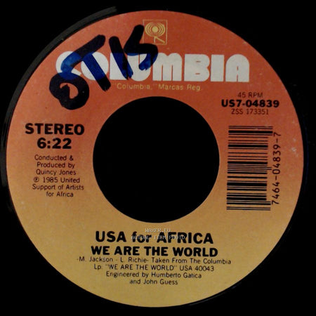Usa For Africa / Quincy Jones - We Are The World / Grace side A