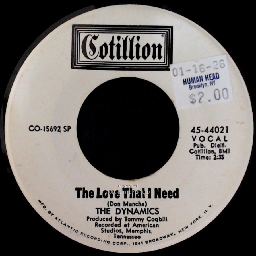 The Dynamics - The Love That I Need / Ice Cream Song side A