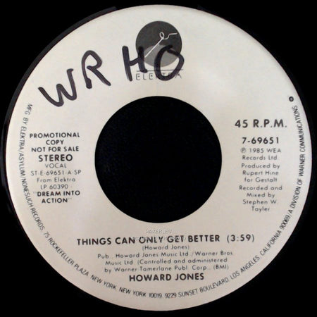 Howard Jones - Things Can Only Get Better / Things Can Only Get Better side B