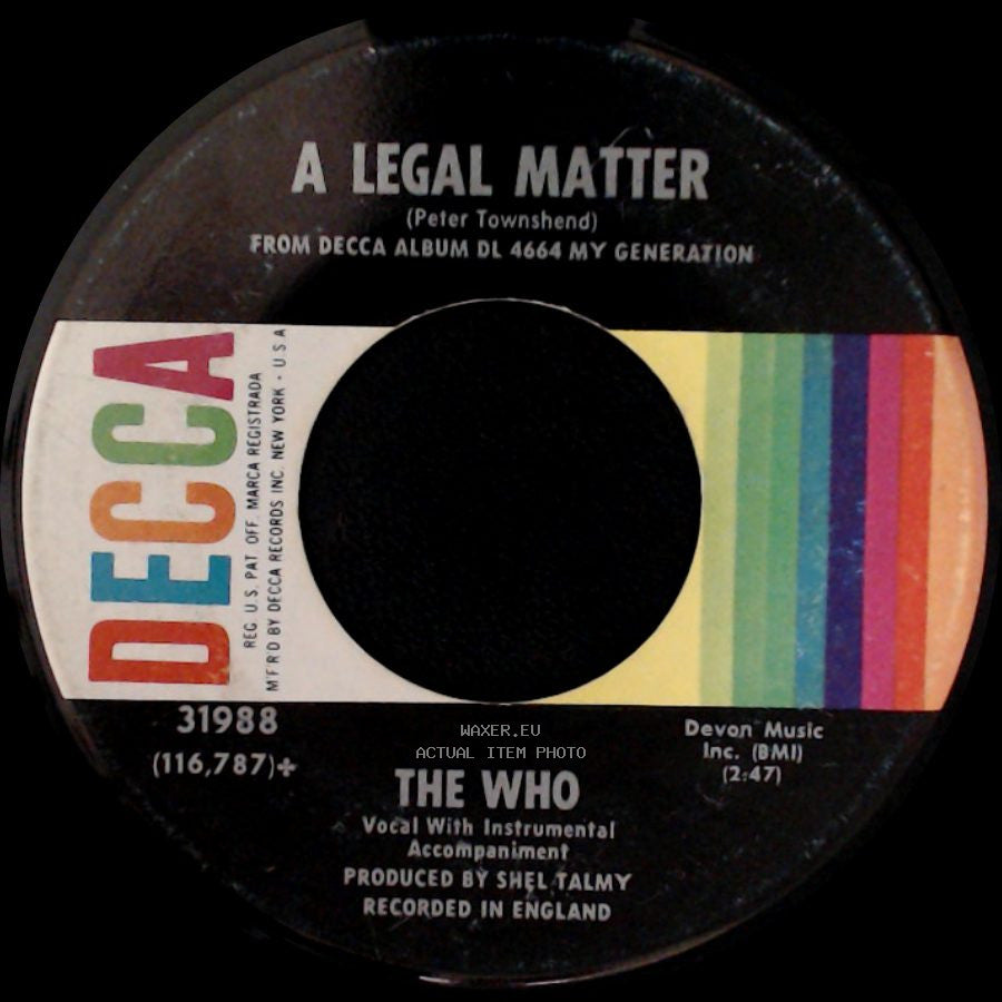 The Who - The Kids Are Alright / A Legal Matter side B