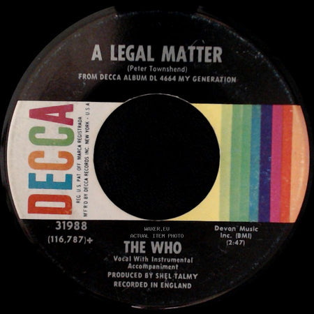 The Who - The Kids Are Alright / A Legal Matter side B