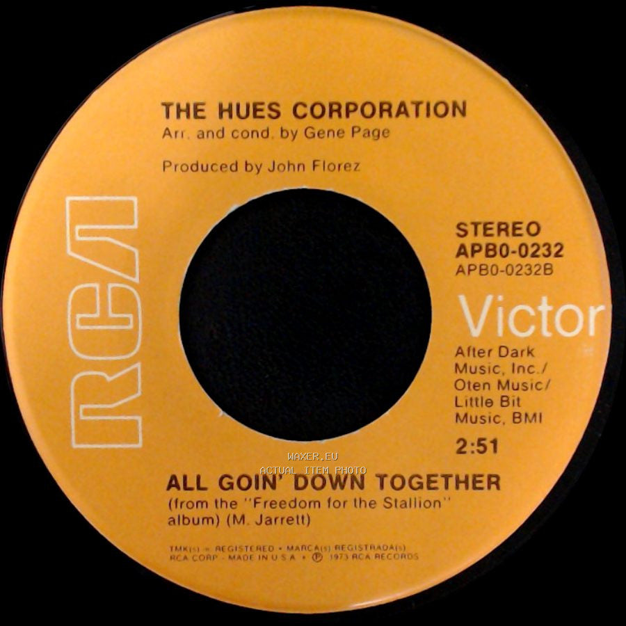 The Hues Corporation - Rock The Boat / All Goin' Down Together side B