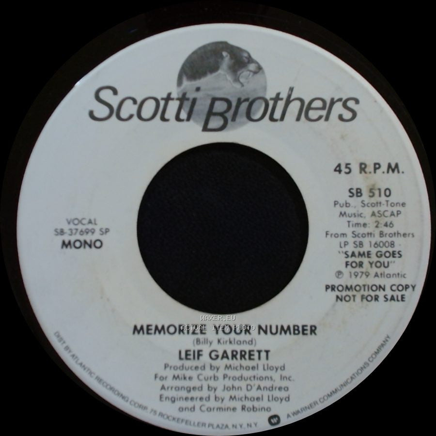 Leif Garrett - Memorize Your Number / Memorize Your Number side A