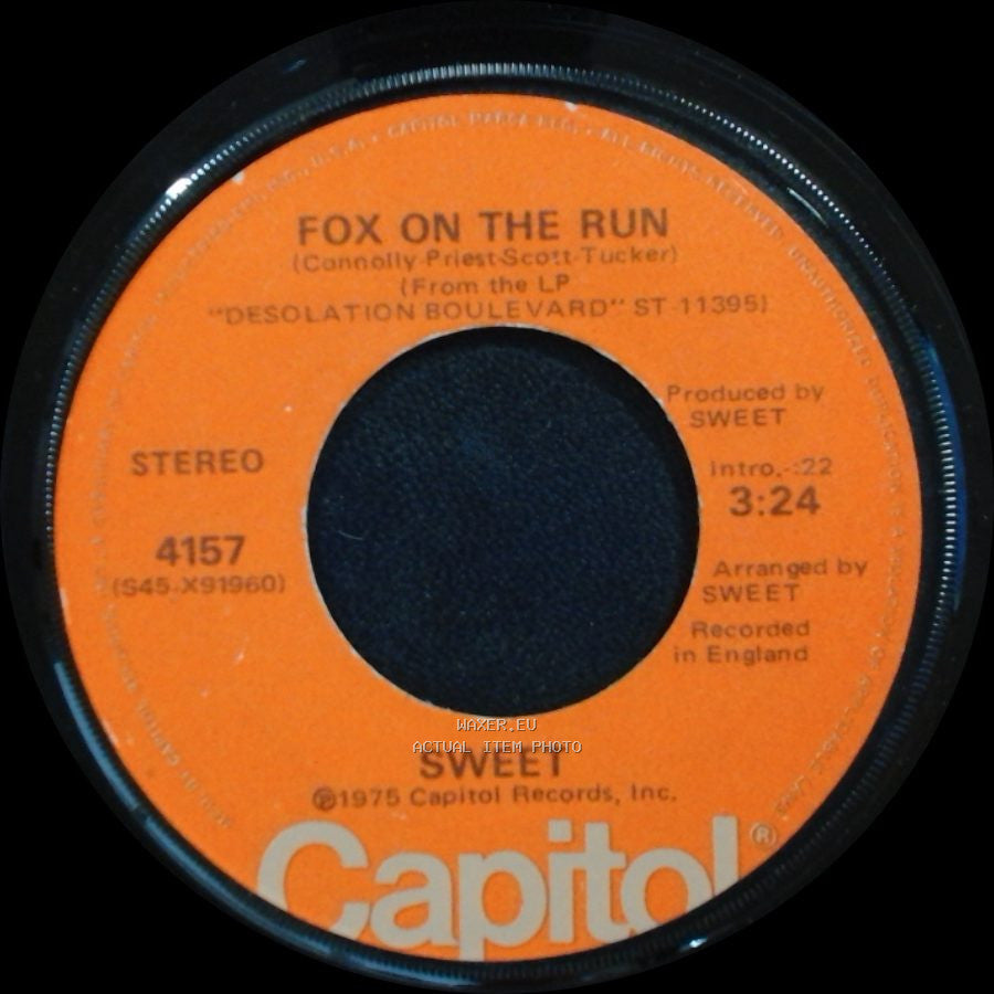 Sweet - Burn On The Flame / Fox On The Run side B