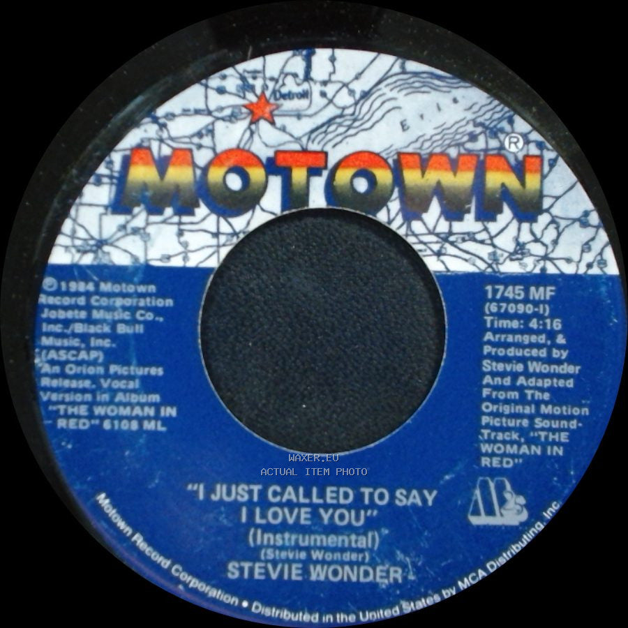 Stevie Wonder - I Just Called To Say I Love You / I Just Called To Say I Love You (Instrumental) side B