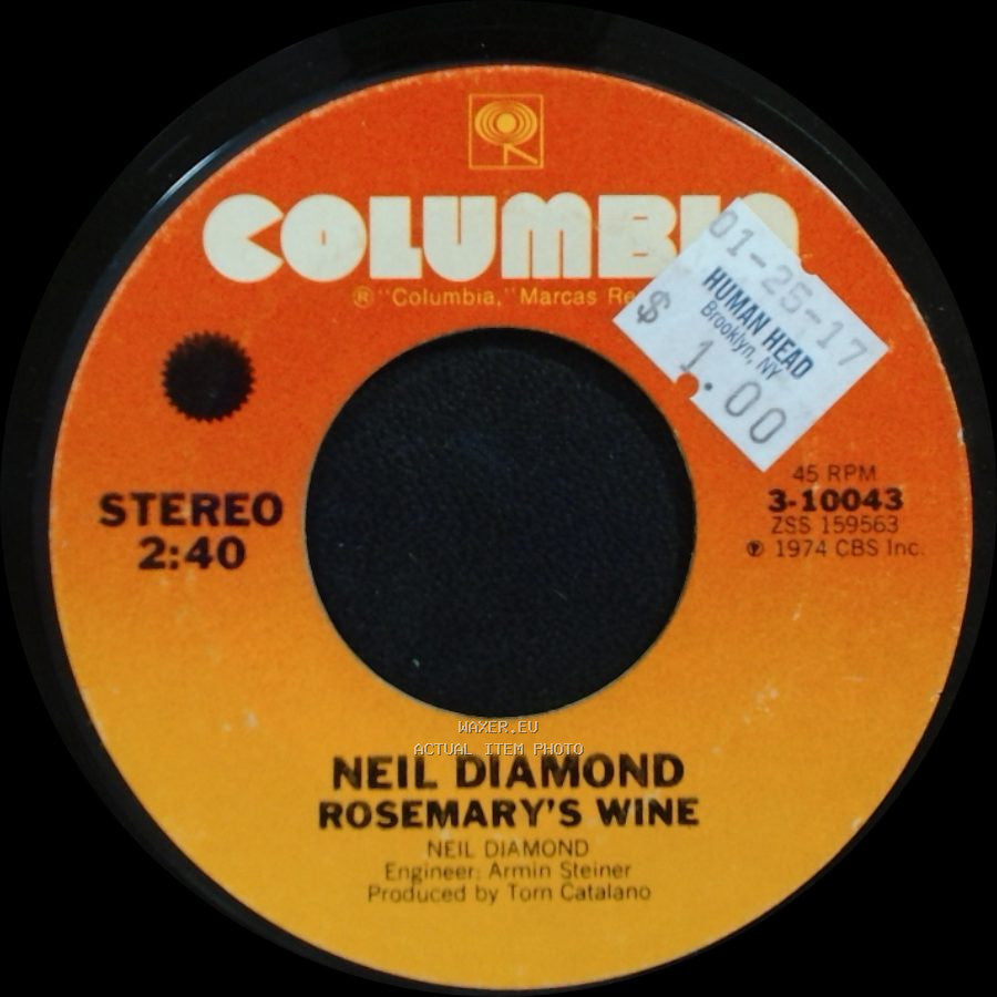 Neil Diamond - Rosemary's Wine / Longfellow Serenade side A
