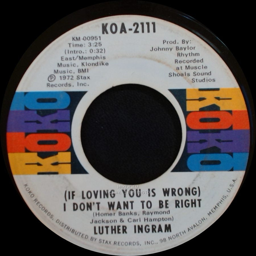 Luther Ingram - Puttin' Game Down / (If Loving You Is Wrong) I Don't Want To Be Right side B