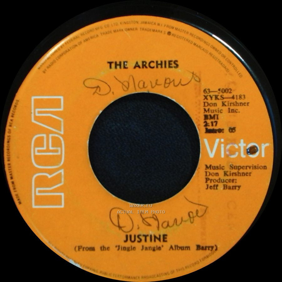 The Archies - Jingle Jangle / Justine side B