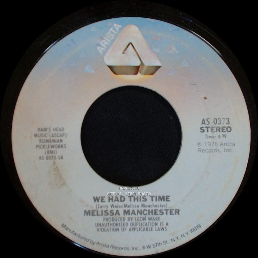 Melissa Manchester - We Had This Time / Don't Cry Out Loud side A