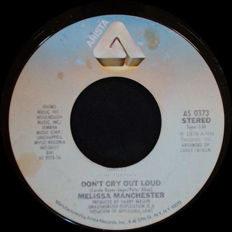 Melissa Manchester - We Had This Time / Don't Cry Out Loud side B