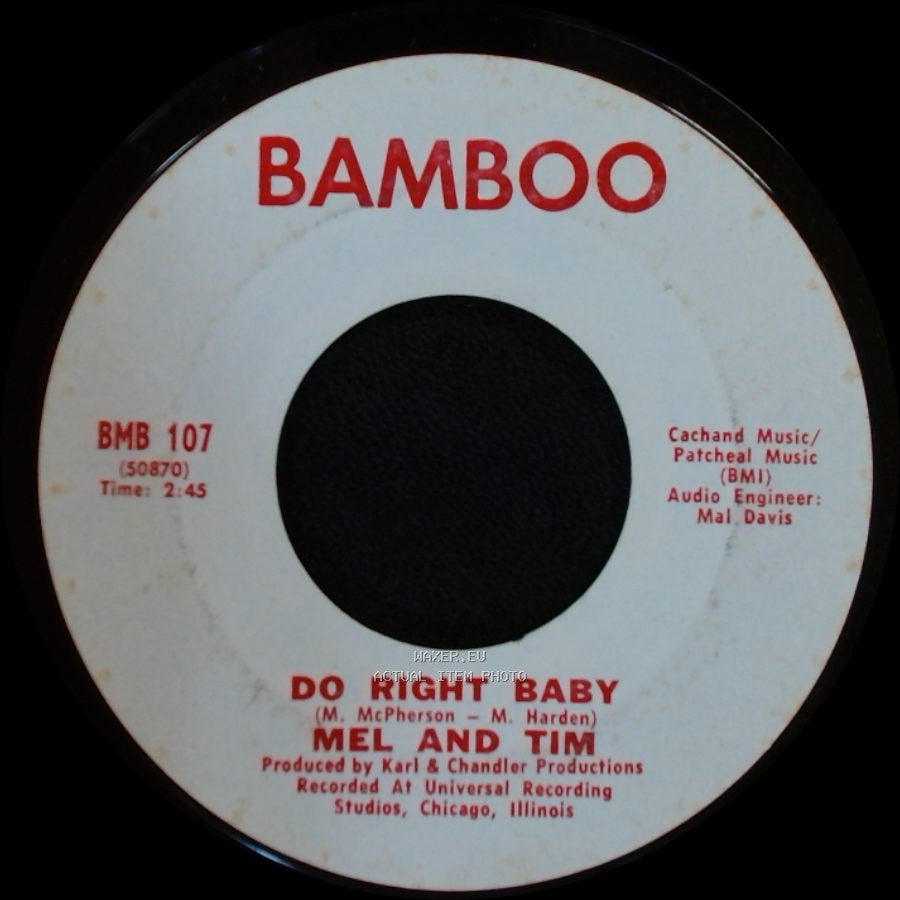 Mel And Tim - Do Right Baby / Backfield In Motion side A