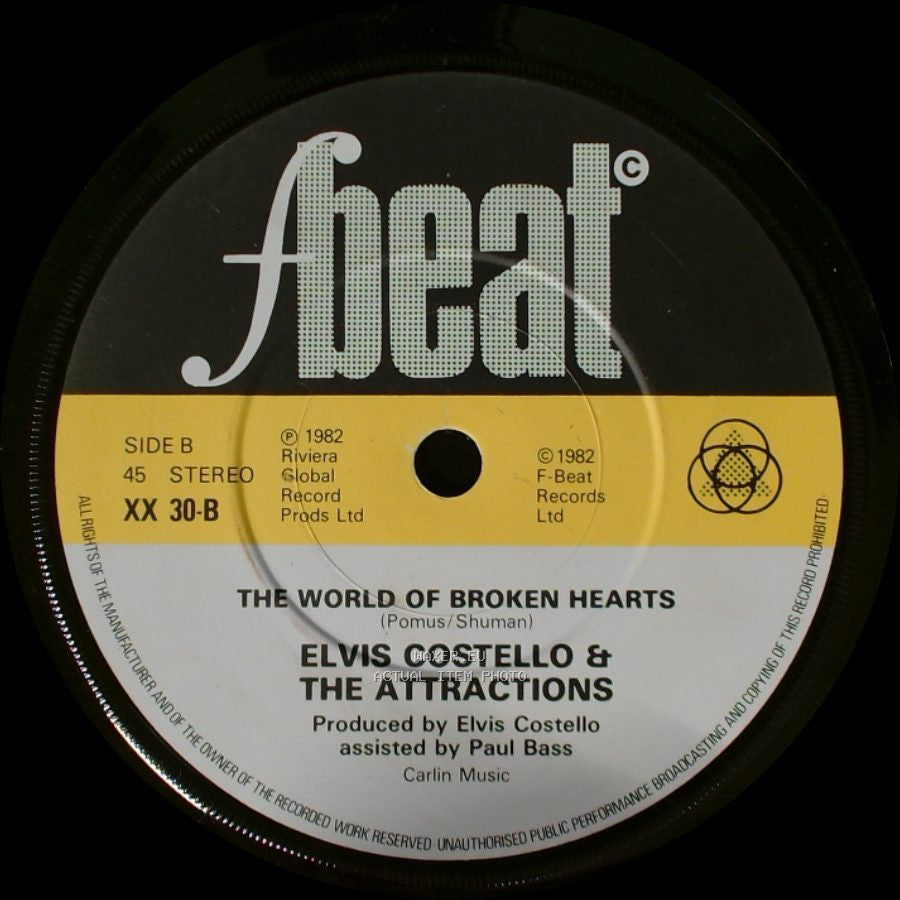 Elvis Costello & The Attractions - From Head To Toe / The World Of Broken Hearts side B