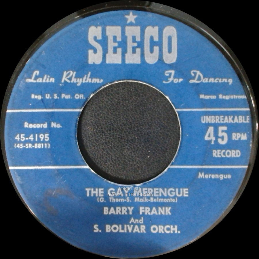 Barry Frank And S. Bolivar Orch. - My Cocalita / The Gay Merengue side B