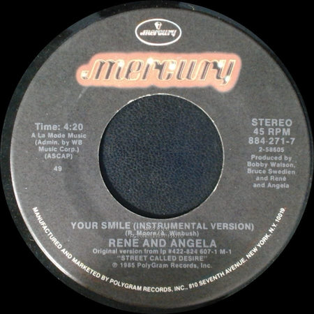 Rene And Angela - Your Smile (Instrumental Version) / Your Smile side A