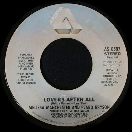 Melissa Manchester And Peabo Bryson / Melissa Manchester - Lovers After All / Happier Than I've Ever Been side A