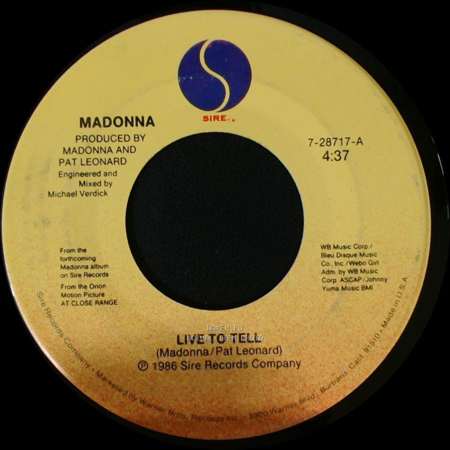Madonna - Live To Tell (Instrumental) / Live To Tell side B